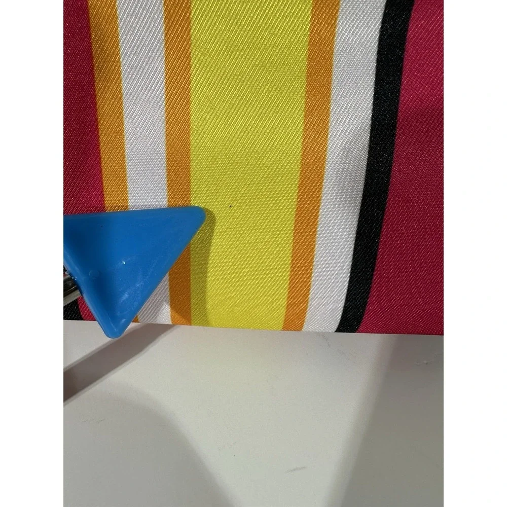 Clinique Cosmetic Pouch – Multicolor Striped Makeup Bag Chic Colorful
